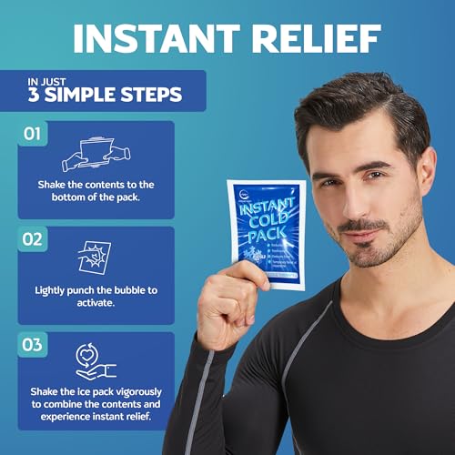 100 Pack Instant Ice Packs for Injuries, Disposable First Aid Cold Packs | No Freezer Needed, 6"x4.5" Instant Cold Packs for Injuries, Disposable Ice Packs for Kids, Postpartum Cold Compress - size: 100 Pack (6" x 4.5")