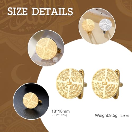 Dreamtimes Islamic Ayatul Kursi Cufflinks for Men Muslim Quran Allah Cuff links Allah Jewelry Ayatul Kursi Arabic Calligraphy Cufflinks for Men Islam Eid Ramadan Gifts - style: Style 2-G