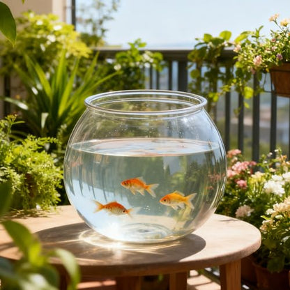SynHHergyx Plastic Fish Bowl 30 oz Decorative Small Mini Fishbowl Round Plastic Aquarium Fish Bowls Unbreakable Heavy Duty Bowl for Centerpiece Vases, Party Decorations, Pack of 1