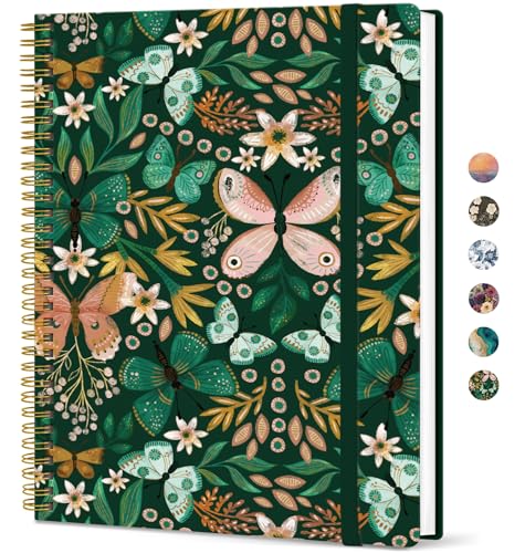 Taja Large Spiral Lined Journal for Women, 8.5" x 11" Notebooks for Work Collge Ruled, A4 Aesthetic Cute Journaling Notebooks for Writing, Plastic Cover, Butterfly - color: B-Butterfly