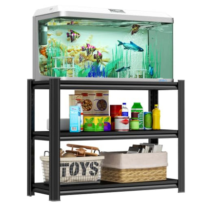Aquarium Stand 1200 LBS Fish Tank Stand Heavy Duty Adjustable Shelf | Metal Storage Shelving With Adjustable Tiers for Turtle Tanks, Reptile Terrariums and Pet Supplies Organization at Home - size: 3-TIER 31.5"H×40"W×14"D