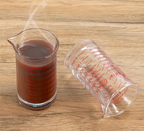 Ackers 3oz/90ml Glass Measuring Cup – Shot Glass with Double Scale-Ounce,Ml Markings for Kitchen & Bar(Pack of 2) - color: Red(Pack of 2)