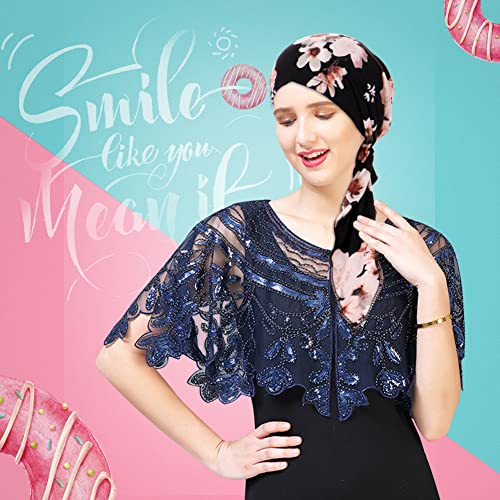 3 Packed Women's Pre Tied Head Scarves Slip On Chemo Beanies Hair Cover Headwrap Caps - color: B1-leopard Floral-3packed