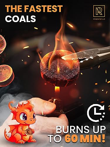 Charcoal Discs to Burn Incense - 60 pcs Charcoal for Incense Burning - 33 mm Most Quick Light Coals Tablets by M. Rosenfeld - 33 mm Resin Burner Rolls – Pack of 60 Instant Fire Coal Tablets - color: 60 Pcs Quick Light Coals