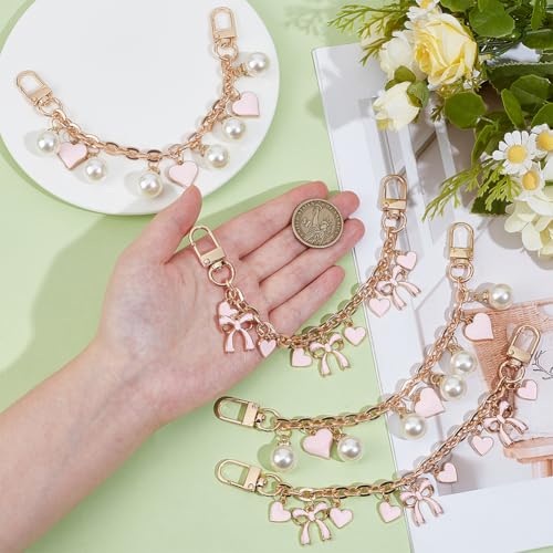 UNICRAFTALE Purse Chain Strap Replacement 8 Inch Short Chain Straps Enamel Charm Bag Handle with Buckle Extender - color: Golden/Pink/White