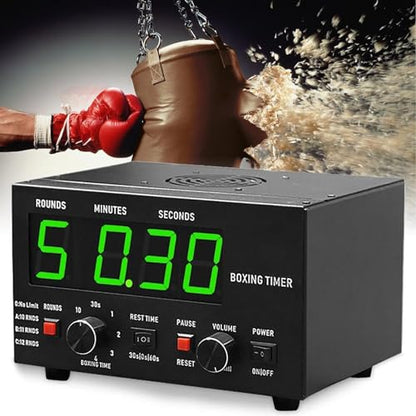 Professional Boxing Interval Timer with LED Display – Adjustable Workout Duration & Cycle Repetitions, for Gymnastics and Fitness Training(Green) - color: Green