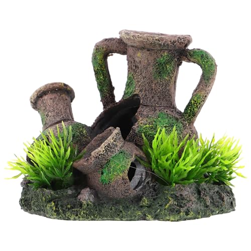 Mikikit Aquarium Resin Fish Tank Accessories Broken Barrel Hideout Cave Set of 3 Vintage Style Fish Shrimp Turtle Tank Decorations for Freshwater and Saltwater Aquascaping