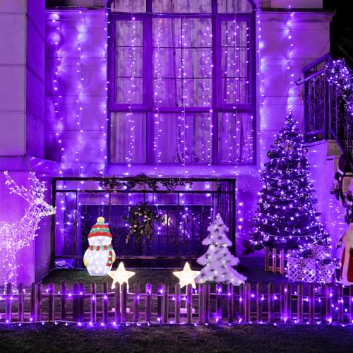JMEXSUSS 300LED Purple Halloween Lights, 9.8x9.8ft Curtain Lights Plug in - color: Purple, size: 300 LED