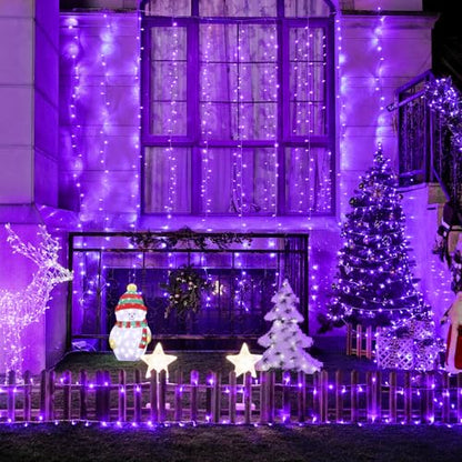 JMEXSUSS 300LED Purple Halloween Lights, 9.8x9.8ft Curtain Lights Plug in - color: Purple, size: 300 LED