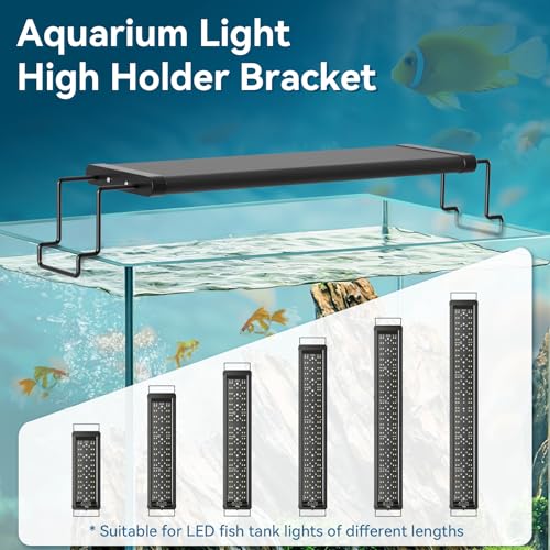 WooFog 2 Pcs Aquarium Light Riser for Rimmed/Rimless Tanks, Aquarium Light High Holder Bracket, Steel Fish Tank Light Extenders Stands for LED, Light Riser for Aquarium -Black (Width 3 inch)