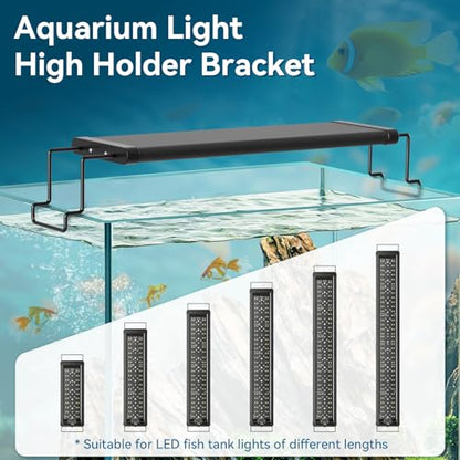 WooFog 2 Pcs Aquarium Light Riser for Rimmed/Rimless Tanks, Aquarium Light High Holder Bracket, Steel Fish Tank Light Extenders Stands for LED, Light Riser for Aquarium -Black (Width 3 inch)