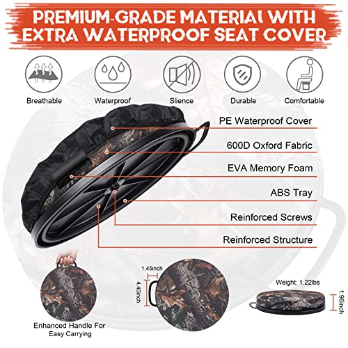 WarBull 5 Gallon Bucket Seat, 360-Degree Swivel Seat Foam Cushion Bucket Seat Lid with Waterproof Cover for Dove Duck Hunting, Fishing, Baseball, Gardening and Camping - color: Bionic Tree Camo