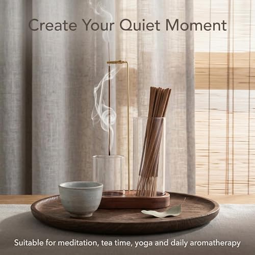 Incense Holder with 40 Pcs Palo Santo Incense Sticks - Incense Burner Holder with Glass Ash Catcher Relaxation, Purification, Meditation, Yoga Gift