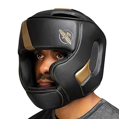Hayabusa T3 Adjustable MMA Headgear - color: Black/Gold, size: Medium