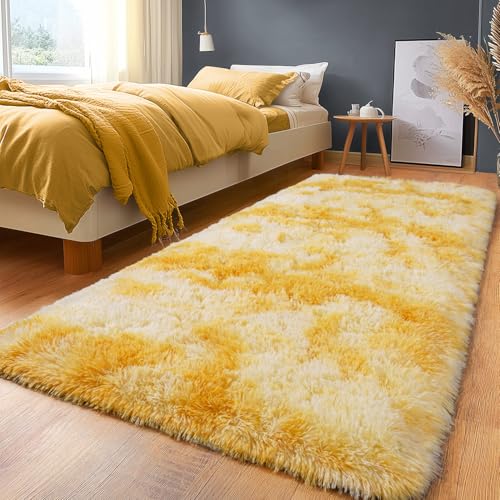 2x6ft Non-Slip Runner Rug Non-Shedding Carpet for Hallway Entryway - color: Tie Dye Yellow, size: 2' x 6' (Runner)