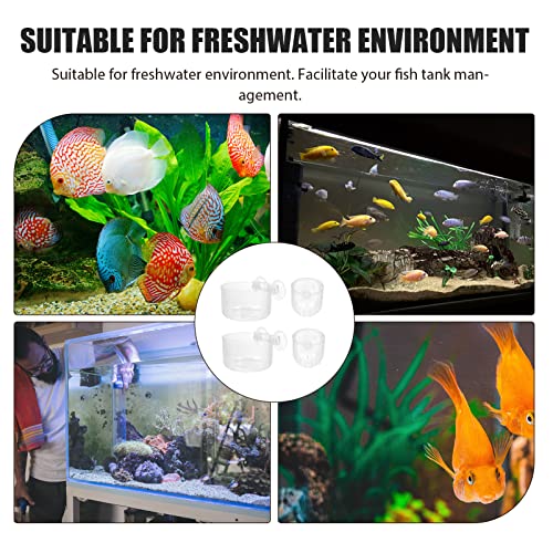 Balacoo Fish Tank Aquarium Accessories 4pcs Acrylic Feeding Cups Fish Feeder Suction Cup Set