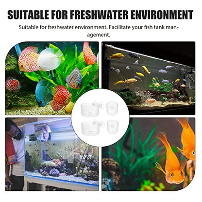 Balacoo Fish Tank Aquarium Accessories 4pcs Acrylic Feeding Cups Fish Feeder Suction Cup Set
