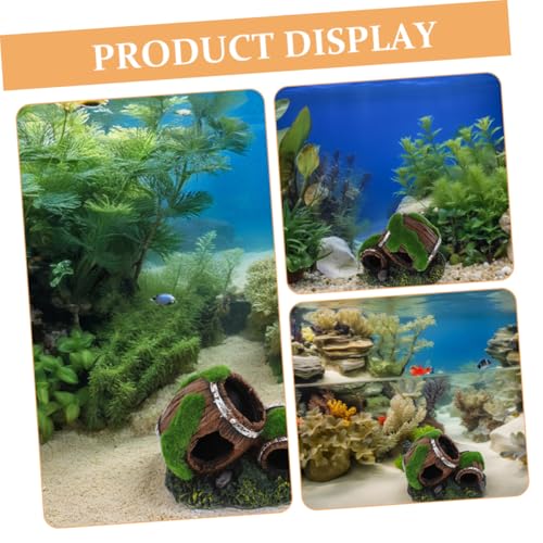 NUOBESTY Broken Barrel Fish Tank Ornament Resin Aquarium Decor Betta Fish Shrimp Hiding House Hideout Cave for Freshwater Aquariums