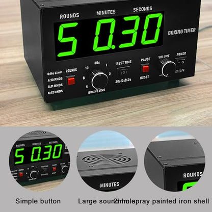 Big Screen Boxing Interval Timer, Classic Professional Gym Timer, Adjustable Sound/Training Time/Cycle Repetitions, Muay Thai Training Timer for Boxing, Muay Thai, Fighting, Taekwondo, Karate - color: Blue