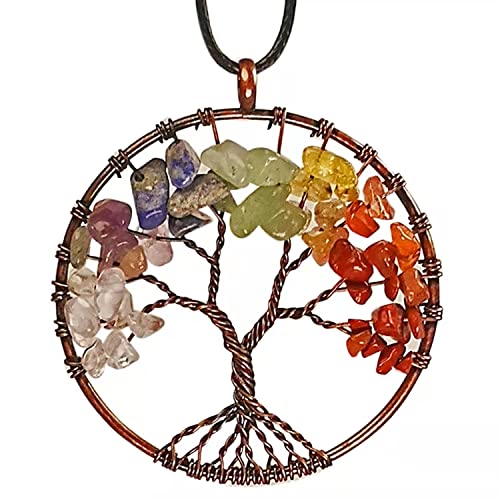 Car Mirror Hanging Accessories Healing Crystal Decor Tree of Life Car Hanging Decor 7 Chakras Stones Ornaments Good Luck Home Decoration