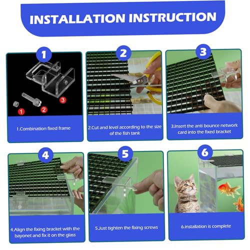 Aquarium Lid 4Pcs 12x12 Gridding Fish Tank Lid Anti-Jump Cat-Proof Aquarium Hood with 6 Clamp Breathable Cuttable Nonopaque Fish Tank Cover