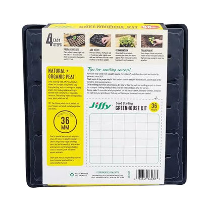 Jiffy Seed Starting Tray Kit - 36 Cell Germination Tray, Portable - 2 Pack, 72 Pellets - Plastic - style: 2 Greenhouse Kit