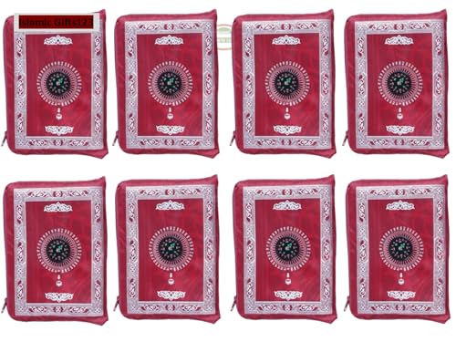 Portable Travel Prayer [48 Pack] Bulk Praying Rug Mat Namaz Carpet Islamic Muslim Musallah Foldable Waterproof Salah Slalat Gift Ramadan Eid (Burgandy) - color: Burgandy
