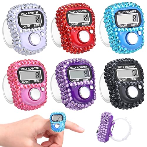 Simgoing Electronic Finger Clicker Counter, Rhinestones Tally Tasbeeh Counter Gifts for Prayer Islamic Golf Counting Goods Lap Knitting Bling Accessories - color: Classic Colors