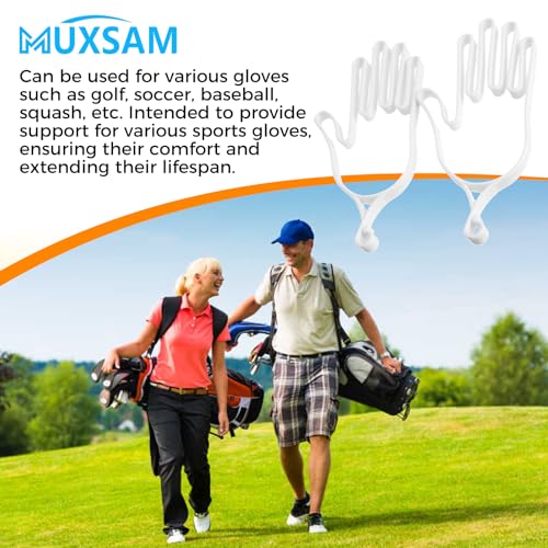 MUXSAM Golf Gloves Stretcher Holder Keeper Hanger Gloves Support Frame Golf Gloves Holder Rack Dryer Shaper Tool Accessories for Golfer Gloves Maintenance(1 Pair 2Pcs) - color: White