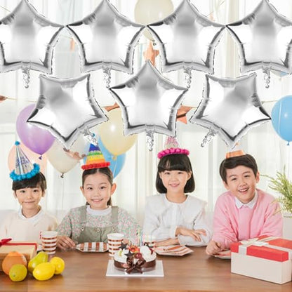 Silver Star Balloons,50 Pieces 10" Star Balloons,Silver Foil Star Balloon - color: Silver Moon 10 Inch
