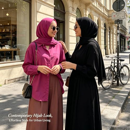 Jersey Hijab Scarf for Women,Lightweight Muslim Turban Head Scarf Modal Feel Hijab Coverings for Prayer with Clip - color: Rose Pink