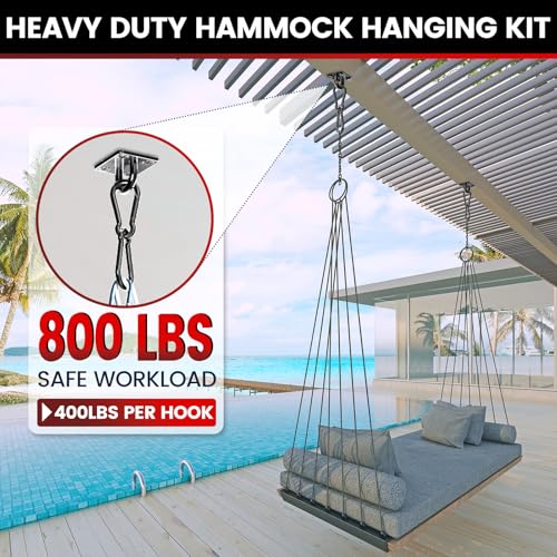 sprookber 304 Stainless Steel Pad Eye Snap Hooks, M6 Heavy Duty Ceiling Hooks, 800 lb Capacity Hammock Swing Hanging kit, Plant Hangers, Marine Hardware Staple Hook Loop with Screws, Set of 8(Black) - size: 2.3 inch, style: Black Square