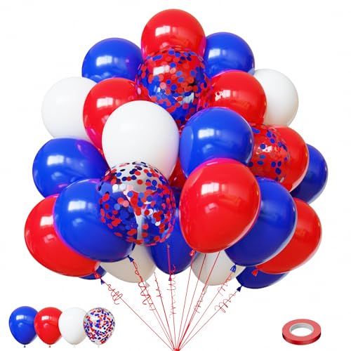 Lukiituke Red White and Blue Balloons, 60Pcs Red and Blue Balloons - color: Red Blue and White