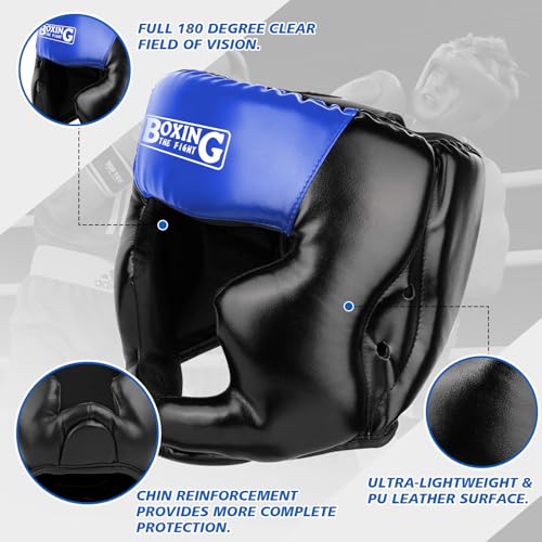 2 Pack & 1 Pack Boxing Headgear - Sparring Safety Head Guard for MMA, Kickboxing, Muay Thai, Boxing - Men, Women, Kids - color: Red & Blue, size: Large-X-Large