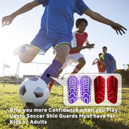 Shin Guards - Soccer Shin Guards with Cushion Protection for Kids/Adults - color: Red and Purple,Shin Pads 2 Pairs, size: Small