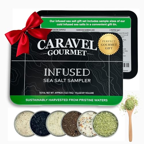 Caravel Gourmet Infused Sea Salt Sampler, 6-Flavor Cooking Salts, 0.5 oz - size: 3 Ounce (Pack of 1)