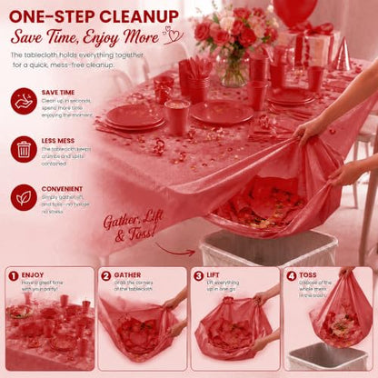Tinybee 352 Pcs Red Plastic Plates, Disposable Dinnerware Set for 50 - color: Red