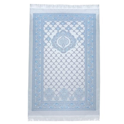 Muslim Prayer Mat | Janamaz | Sajadah | Soft Islamic Prayer Rug | Prayer Carpet Mat for Ramadan, Eid, Hajj, Travel | Islamic Gifts, Blue - color: Blue