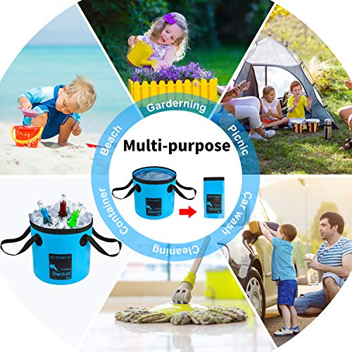 Collapsible Bucket 5 Gallon Container Folding Water Bucket Portable Wash Basin - color: 3pcs-blue & Orange & Black