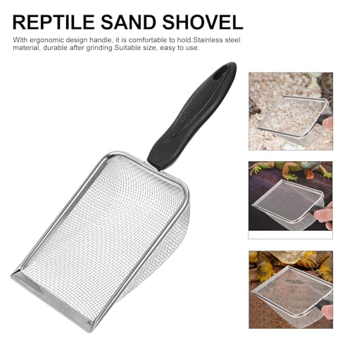 Reptile Sand Substrate Scoop Stainless Steel Litter Cleaner Shovel for Tortoise and Lizard Terrarium Maintenance