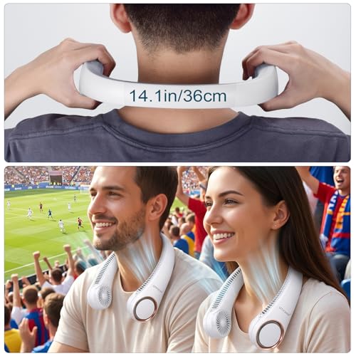 CIVPOWER Neck Fan: Portable Personal Neck Cooling Rechargeable Bladeless Fan - Hands Free 3 Speed 4000 mAh Battery USB Operated Wearable Headphone Design - Gift for Men Women Outdoor (White) - color: White