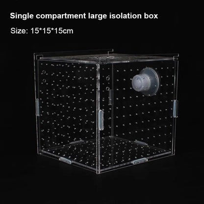 HEPBAK 1pcs Fish Tank Transparent Aquarium Single Double Multi Grid Isolation Box Small Fry Incubator Breeding Box Aquatic Pet Supplies (Color: 6x6x6cm)