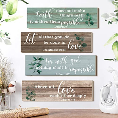 Yulejo 4 Pieces Bible Verses Wall Decor Psalms Scripture Wooden Christian Sign Rustic Wall Art Prayer Decorations for Home (Retro) : Home & Kitchen