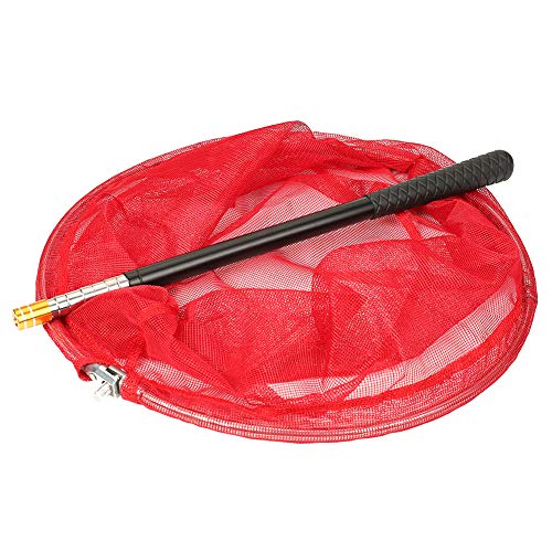 RESTCLOUD Bait Net and Fishing Landing Net with Telescoping Pole Handle Extends to 59 inches - color: Red