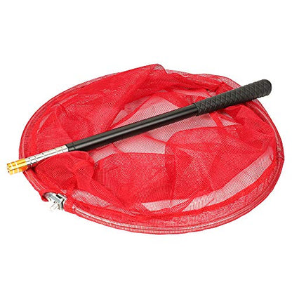 RESTCLOUD Bait Net and Fishing Landing Net with Telescoping Pole Handle Extends to 59 inches - color: Red