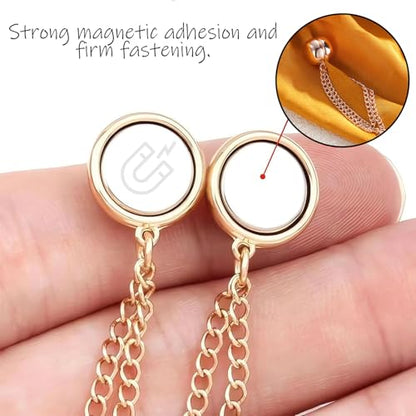 Magnetic Clothing Clips 4 Pack - Metal Magnetic Shirt Clips, T-Shirt Shortening Magnetic Closure Button for Pants/Sleeves/Collars - Bear Style