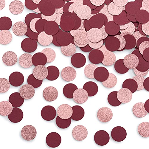 Glitter Confetti Table Decoration for Engagement Bridal Shower Baby Birthday Wedding Party,1.2 inch in Diameter(rose gold glitter,burgundy,200pc) - color: Rose Gold,burgundy