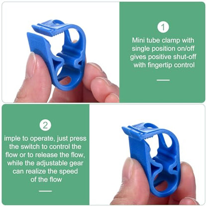 M METERXITY 5-Pack Adjustable Plastic Tubing Clamps 1/4-1/2 Inch Water Flow Control Tube Clip Adjustment Hose Pipe Clips for Beer Bottle/Plumbing/Instruments/Equipment [Blue]