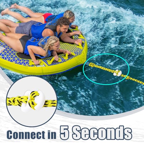 Tube Connector Boat Tow Rope, Quick Connect Tubing Ropes for 1-4 Rider - size: 1 pack