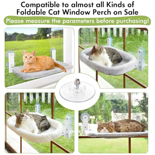 AMOSIJOY 4 Pack Cat Window Perch Strong Replacement Suction Cups with Screw | Extra Strong Adhesive, Reusable and Removable, Suitable for Cordless & Foldable Cat window perch